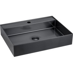 SAPHO - AURUM nerezové nástěnné umyvadlo, 55x42cm, včetně výpusti, gun metal AU102