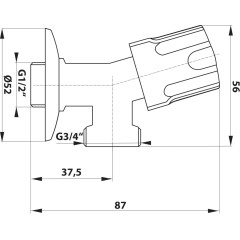 Bruckner - Pračkový ventil se zpětným ventilem, 1/2"x3/4", chrom 181.934.1