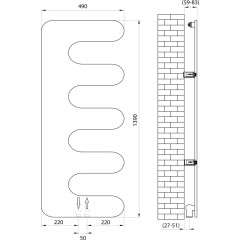 SAPHO - EVOLLA otopné těleso 490x1390, černá mat MI1400