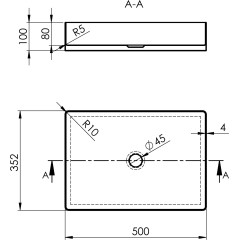 SAPHO - AURUM nerezové umyvadlo na desku, 50x35cm, včetně výpusti, gun metal AU103