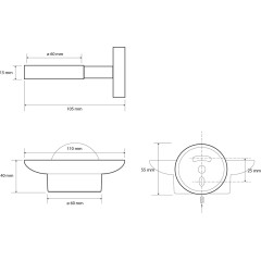SAPHO - X-ROUND BLACK mýdlenka, mléčné sklo, černá mat XR803B