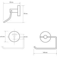 SAPHO - X-ROUND BLACK držák toaletního papíru, černá mat XR704B