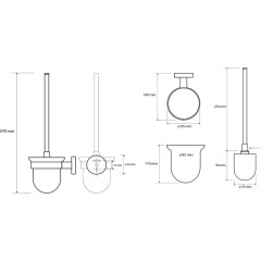 SAPHO - X-ROUND BLACK WC štětka závěsná, mléčné sklo, černá mat XR303B