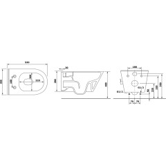 SAPHO - AVVA CLEANWASH závěsná WC mísa, integrovaná baterie a bidet. sprška, Rimless, 35,5x53cm, černá mat 100315-110