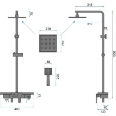 REA - Sprchový set s baterií 150mm Bravo černá REA-P0636