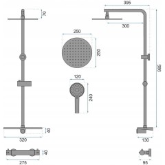 REA - Sprchový set s baterií 150mm Mike černá REA-P0550