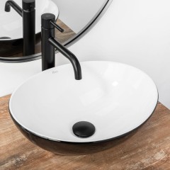 REA - Umyvadlo na desku Sofia 41x34,5 bíločerná REA-U8749
