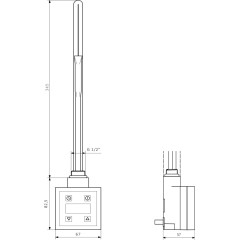 SAPHO - KTX topná tyč s termostatem, 400 W, černá mat KTX-B-400