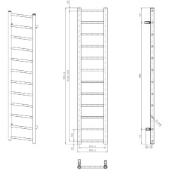 SAPHO - DINA otopné těleso 300x1380 černá mat IR373B