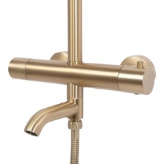 REA - Sprchový set s termostatickou baterií 150mm s výtokem Lungo zlatá kartáčovaná REA-P6604