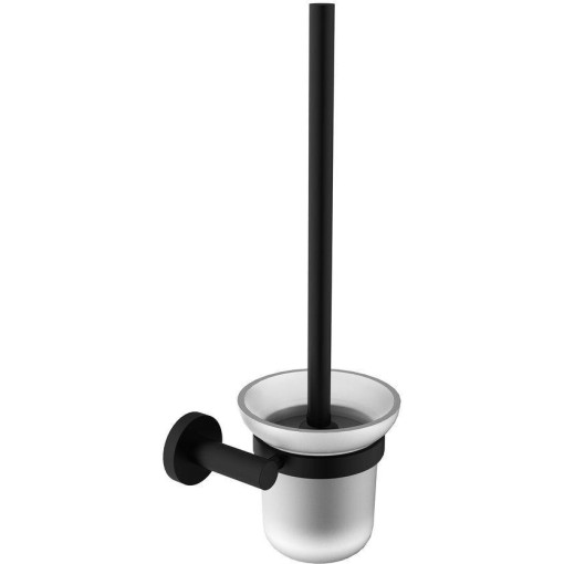 SAPHO - X-ROUND BLACK WC štětka závěsná, mléčné sklo, černá mat XR323B