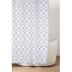 AQUALINE - Sprchový závěs 180x200cm, polyester, kostky ZV029