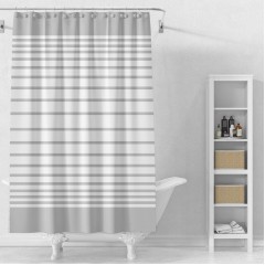 AQUALINE - Sprchový závěs 180x180cm, PEVA, transparentní/bílá, pruhy ZV033