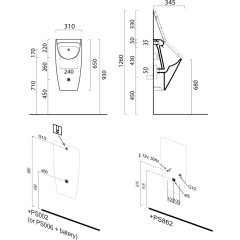GSI - COUNITY urinál se zakrytým přívodem vody s otvory pro víko, Rimless, 31x65cm, bílá ExtraGlaze 909811
