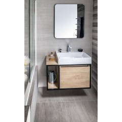 SAPHO - SKARA umyvadlová skříňka 80x49,5x46,5cm, černá mat/dub Alabama CG003-2222