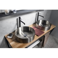 SAPHO - AURUM nerezové umyvadlo na desku, průměr 38cm, včetně výpusti, nerez mat AU401