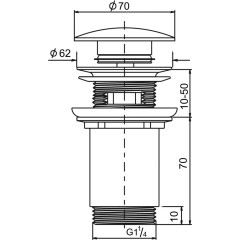 SAPHO - Umyvadlová výpust 5/4“, click-clack, keramická zátka, 10-50, černá mat AR903