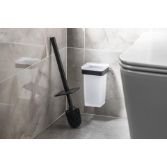 Gedy - SAMOA WC štětka závěsná, mléčné sklo, černá mat A83314