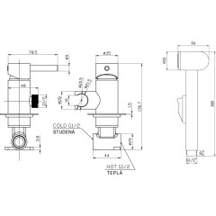 AQUALINE - Podomítková bidetová baterie se Stop sprškou, hadice 1,2m, kulatá, černá mat SK302B