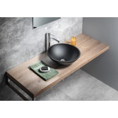 SAPHO - TELICA skleněné umyvadlo na desku Ø 42cm, černá mat TY181B