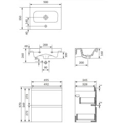 CERSANIT - SET B815 MODUO SLIM 50 ANTRACIT DSM (skříňka+umyvadlo) S801-470-DSM