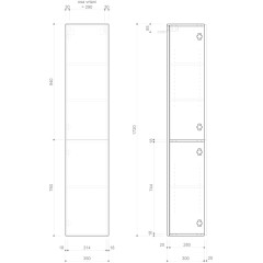 SAPHO - ESPACE skříňka 35x172x32cm, 2x dvířka, levá/pravá, bílá lesk ESC230-3030