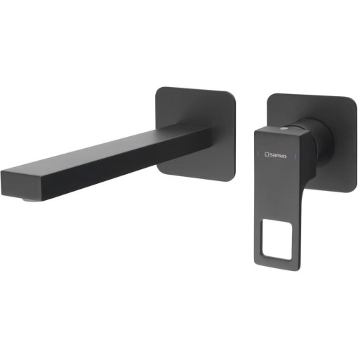 SAPHO - FORATA podomítková umyvadlová baterie, délka hubice 21,5cm, černá mat FT118/15