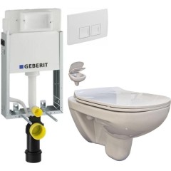 GEBERIT KOMBIFIXBasic vč. bílého tlačítka DELTA 50 + WC bez oplachového kruhu Edge + SEDÁTKO 110.100.00.1 50BI EG1