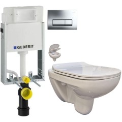 GEBERIT KOMBIFIXBasic vč. chromového tlačítka DELTA 51 + WC bez oplachového kruhu Edge + SEDÁTKO 110.100.00.1 51CR EG1