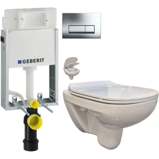 GEBERIT KOMBIFIXBasic vč. chromového tlačítka DELTA 51 + WC bez oplachového kruhu Edge + SEDÁTKO 110.100.00.1 51CR EG1