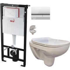 Předstěnový instalační systém s chromovým tlačítkem M1721 + WC bez oplachového kruhu Edge + SEDÁTKO AM101/1120 M1721 EG1