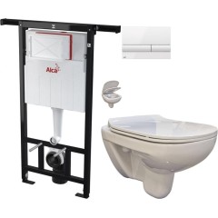 Předstěnový instalační systém s bílým tlačítkem M1710 + WC bez oplachového kruhu Edge + SEDÁTKO AM102/1120 M1710 EG1