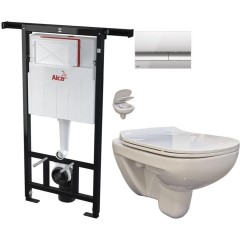 Předstěnový instalační systém s chromovým tlačítkem M1721 + WC bez oplachového kruhu Edge + SEDÁTKO AM102/1120 M1721 EG1