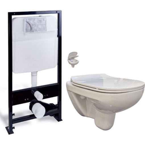 PRIM předstěnový instalační systém bez tlačítka + WC bez oplachového kruhu Edge + SEDÁTKO PRIM_20/0026 X EG1