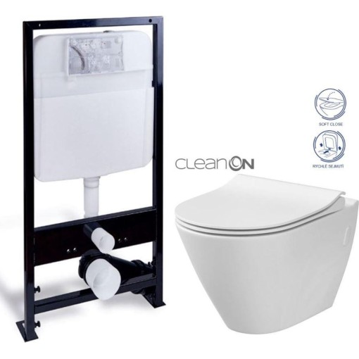 PRIM předstěnový instalační systém bez tlačítka + WC CERSANIT CLEANON CITY PRIM_20/0026 X CI1