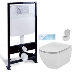PRIM předstěnový instalační systém bez tlačítka + WC Ideal Standard Tesi se sedátkem SoftClose, AquaBlade  PRIM_20/0026 X TE1