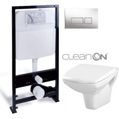 PRIM předstěnový instalační systém s chromovým tlačítkem  20/0041 + WC CERSANIT CLEANON CARINA  + SEDÁTKO PRIM_20/0026 41 CA1