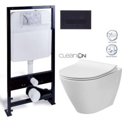 PRIM předstěnový instalační systém s černým tlačítkem  20/0044 + WC CERSANIT CLEANON CITY PRIM_20/0026 44 CI1
