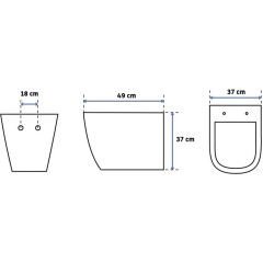 PRIM předstěnový instalační systém s bílým  tlačítkem  20/0042 + WC REA CARLO MINI RIMFLESS ČERNÁ  + SEDÁTKO PRIM_20/0026 42 CL1