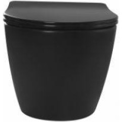 PRIM předstěnový instalační systém s bílým  tlačítkem  20/0042 + WC REA CARLO MINI RIMFLESS ČERNÁ  + SEDÁTKO PRIM_20/0026 42 CL1