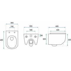 PRIM předstěnový instalační systém s chromovým tlačítkem  20/0041 + WC REA CARLO MINI RIMLESS ČERNÝ MAT + SEDÁTKO PRIM_20/0026 41 MM1