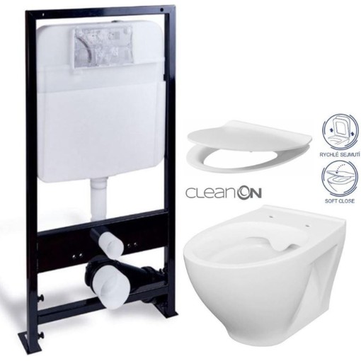PRIM předstěnový instalační systém bez tlačítka + WC CERSANIT CLEANON MODUO + SEDÁTKO PRIM_20/0026 X MO1