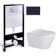 PRIM předstěnový instalační systém s černým tlačítkem  20/0044 + WC MYJOYS MY1 + SEDÁTKO PRIM_20/0026 44 MY1