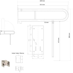 SAPHO - HANDICAP madlo sklopné s opěrnou nohou 813, nerez lesk XH523