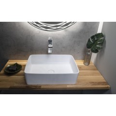 SAPHO - THIN umyvadlo na desku, Rockstone, 50x37 cm, bílá mat WN321