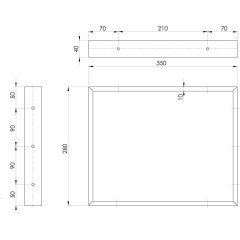 SAPHO - Podpěrná konzole 350x280x40, lakovaná ocel, černá mat, 1 ks 30375