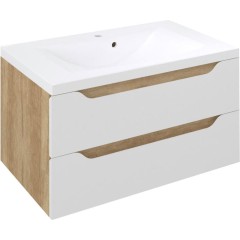 SAPHO - WAVE umyvadlová skříňka 79,7x45x47,8cm, bílá/dub alabama WA080-3022