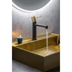SAPHO - SOLARIS stojánková umyvadlová baterie, černá/zlato mat WD002G