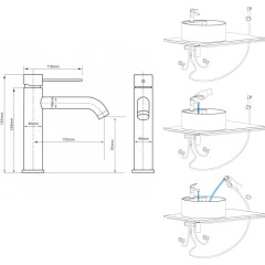 SAPHO - RHAPSODY stojánková umyvadlová baterie s bidetovou sprchou, zlato mat 1209-09GB