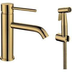 SAPHO - RHAPSODY stojánková umyvadlová baterie s bidetovou sprchou, zlato mat 1209-09GB